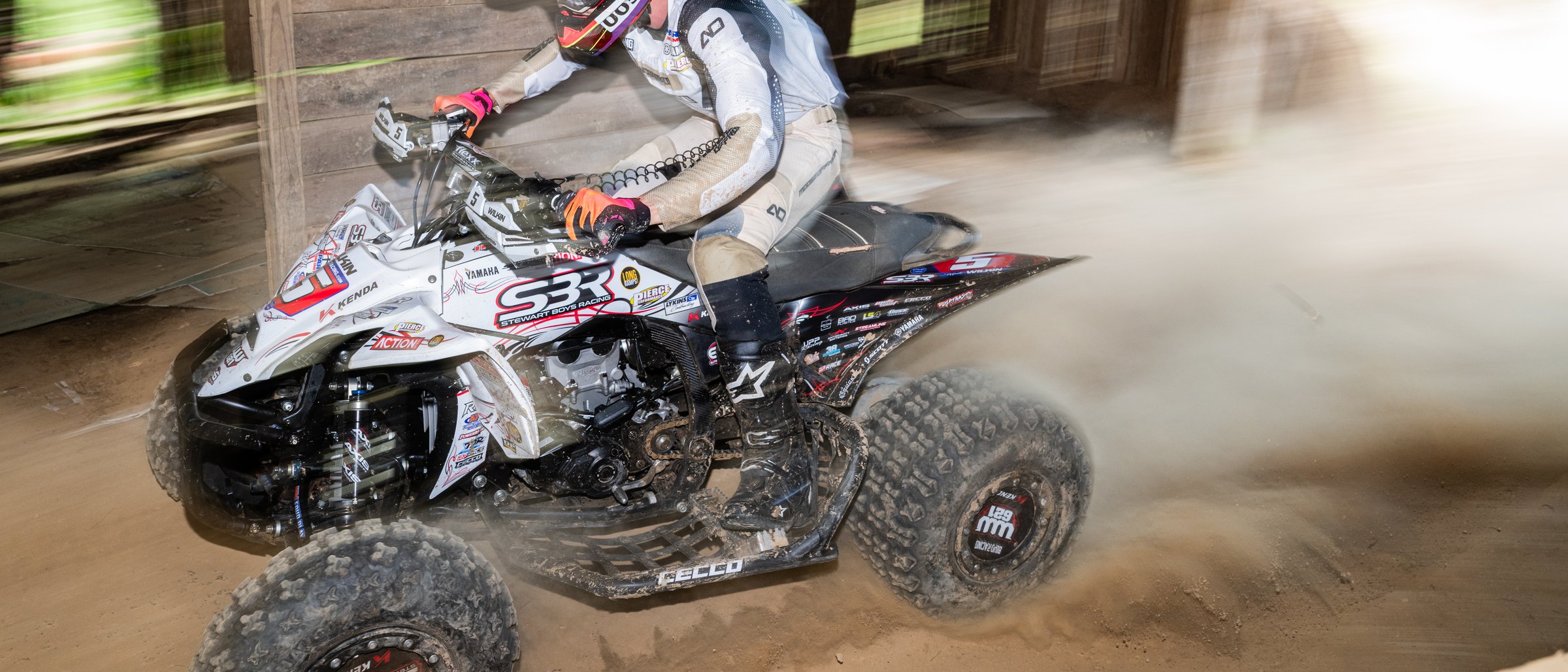 Stewart Boys Racing in action — Wyatt Wilkin on the SBR-liveried quad